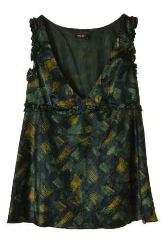 Miss Sixty Zöld-Sárga Mintás Fodros Top