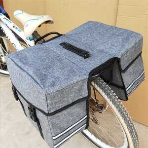 Dollicini, Doppelte Fahrradtasche, Fahrradtasche, Fahrradtourentasche für Kofferraum, Rücksitz, wasserdicht, Grau