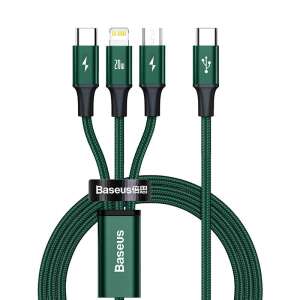 Baseus Rapid Series 3-in-1 charging cable with USB-C, Lightning, and Micro USB connectors - Computers and Accessory