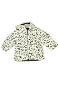 Boboli reversible girl's winter coat with heart print, white and black - Boboli