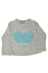 Boboli girls long sleeve t-shirt with a blue heart and "Strong Heart" text - Boboli