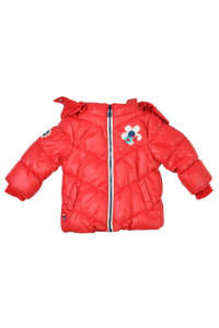 Red Boboli baby girl winter coat with flower pattern - Boboli