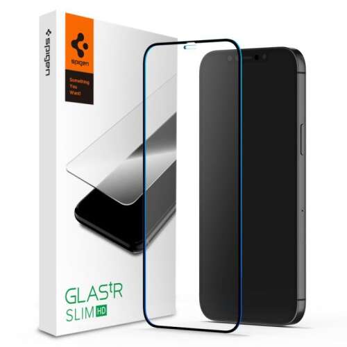 Spigen Glas.tR Slim Full Cover screen protector for Apple iPhone 12 mini, 9H hardness, black frame