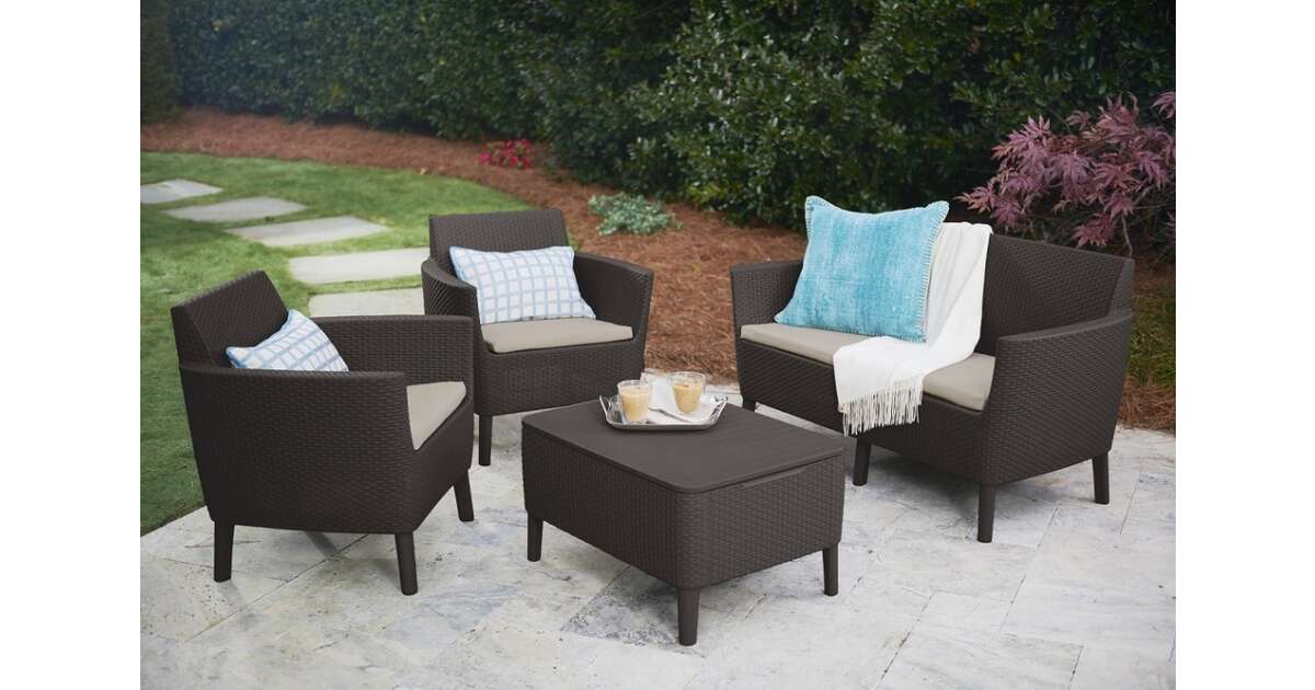 KETER SALEMO polyrattan kerti bútor garnitúra (kétszemélyes) barna