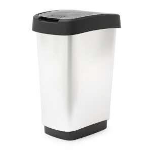 ROTHO TWIST 25L ezüst szemeteskuka fekete fedéllel - Rotho