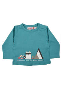 Boboli boys long sleeve t-shirt with raccoon print, turquoise blue - Boboli