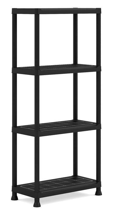 KETER Plusz Műanyag Polc - 4 Szint - 60x30 cm - Fekete