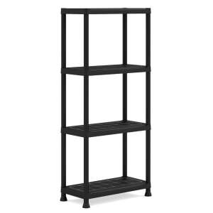 Keter Regál Plus 60/4 schwarzes Kunststoffregal mit 4 Ebenen - Industrielles Regalsystem