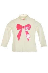 OVS girls long sleeve t-shirt with pink bow sequins, white - OVS