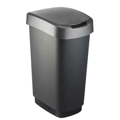 Coș de gunoi Rotho Twist 25L, gri, cu capac, pentru bucătărie, baie, birou