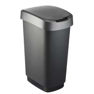 Rotho Twist 25L Schwingbehälter, Grau, mit Deckel, für Küche, Bad, Büro - Mülleimer