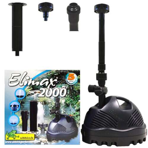 Ubbink Elixmax 2000 Teichpumpe mit Springbrunnen-Düse, Wasserfall-Düse und Glockendüse