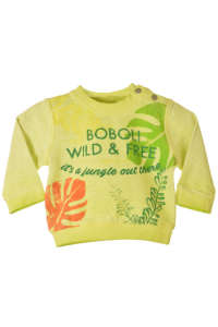 Boboli Wild & Free sárga gyerek pulóver zöld levélmintával - Boboli