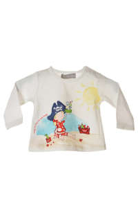 Boboli girls' long-sleeved T-shirt with a pirate print, white - Boboli
