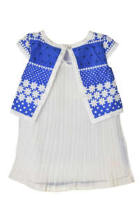 Boboli kék, fehér, virágmintás lány ruha – 104 31383380 Kislány ruhák - Virág