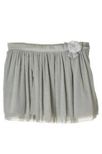 Boboli girls silver tulle skirt with flower detail - Boboli