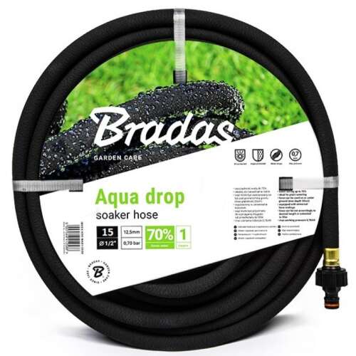 Bradas Aqua Drop Tröpfchenbewässerungsschlauch, 15 Meter, 1/2 Zoll, wassersparend, Tropfbewässerung, Gartenschlauch