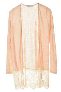 Cardigan Vila din dantelă, culoare piersică - Îmbrăcăminte pentru femei