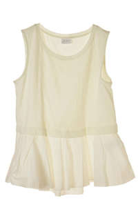 Top alb fără mâneci Vila pentru femei cu volan jos - Îmbrăcăminte pentru femei