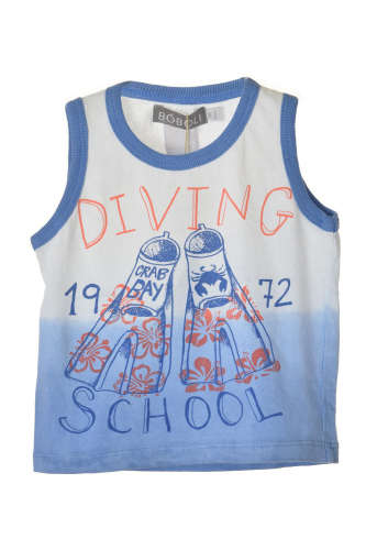 Boboli boys' sleeveless shirt with diving print, blue and white, size 68