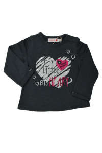 Boboli girls long sleeve shirt with a heart print, dark gray - Kids' Sweater & Cardigan