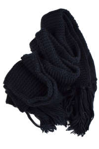 S.Oliver blue knitted scarf with fringes - Women's scarf