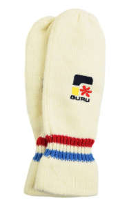 Guru white knitted mittens with red and blue stripes - Guru