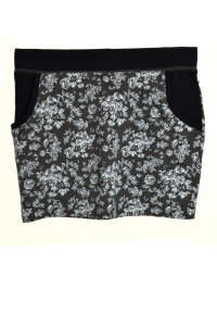 OVS girls skirt with floral pattern in gray, elastic waistband, pockets - OVS