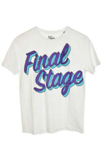 White OVS boys t-shirt with purple and blue "Final Stage" print - OVS