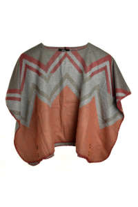 Mexx kids poncho in brown and gray, with geometric pattern - Babies & Toddler