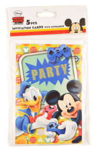 Mickey Mouse and Donald Duck invitation cards, 5 pack, with envelopes - Greeting Card, Invitation