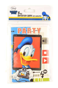 Donald Duck Party Invitation Cards, 5 pack with envelopes - Greeting Card, Invitation