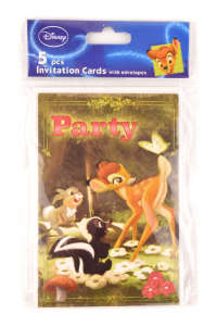 Disney Bambi Party Invitation Cards with Envelopes, 5 Pack - Greeting Card, Invitation