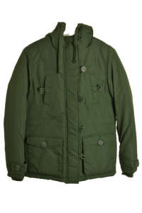 Jachetă de iarnă pentru femei de culoare verde închis cu glugă și nasturi - Îmbrăcăminte pentru femei