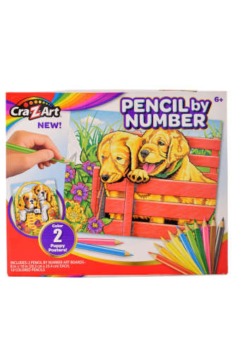 Számozott színező lapok ceruzákkal – kiskutyák 31384403
