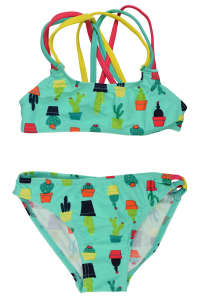 Boboli girls turquoise cactus swimsuit, two piece bikini for kids - Boboli