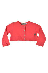 Boboli red baby girl bolero with buttons, long sleeves and ruffle at the bottom - Boboli