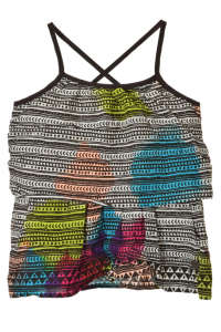 Boboli girls' tunic top with colorful geometric pattern, black straps, size 104 - Kids' Tank Top