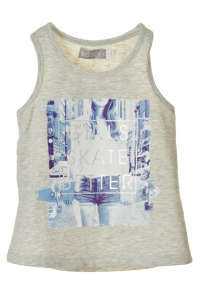 Boboli girls tank top with 'Girls Skate Better' print, gray, silver - Kids' Tank Top