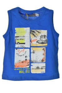Blue Boboli boys sleeveless t-shirt with surf print - Boboli