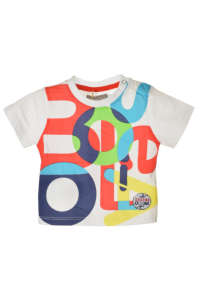 Boboli fiú fehér póló színes betűkkel és logóval - Boboli
