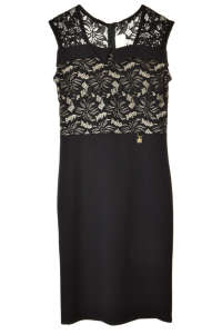 Rochie neagră din dantelă cu model floral, marca Mya - Îmbrăcăminte pentru femei