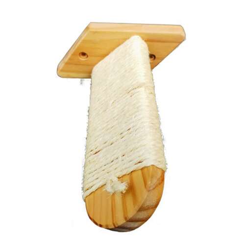 Drevený škrabadlo pre mačky so sisalovým lanom, na stenu, mačací nábytok