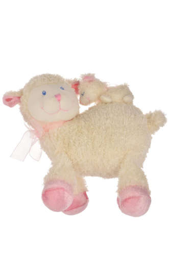Plüss zenélő bárány #fehér-rózsaszín 20cm 31385187