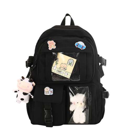 Dollcini, elegáns iskolatáska15.6" hüvelykes laptop hátizsák, stílusos hétköznapi táska, Travel Business College iskolai táska, Fekete
