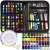 128 piece sewing kit with colorful threads, needles, scissors, tape measure, and other tools in a black zippered case