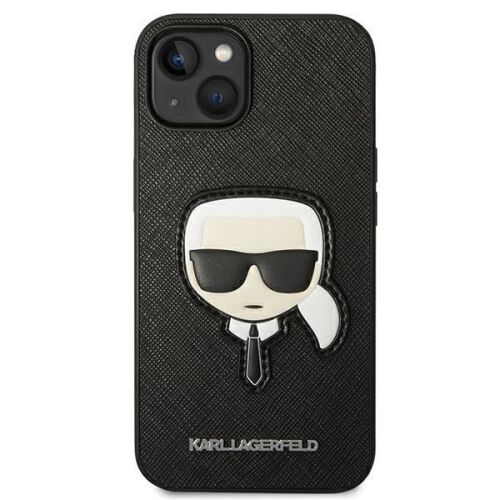 Karl Lagerfeld Saffiano fekete iPhone 14 Plus tok Karl fejével