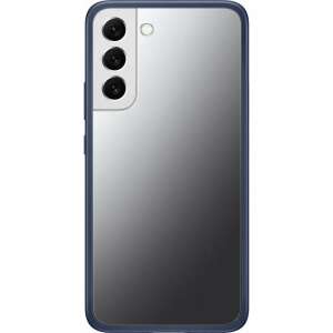 Samsung Galaxy S22+ Frame Cover, dark blue, clear back, showing phone camera - Samsung Phone Case