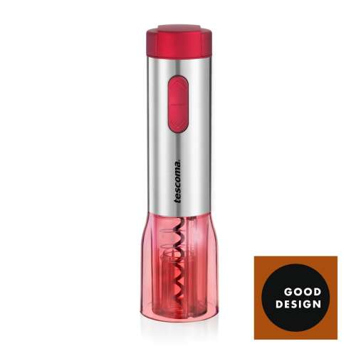 Tescoma UNO VINO electric corkscrew, red and silver, wine opener