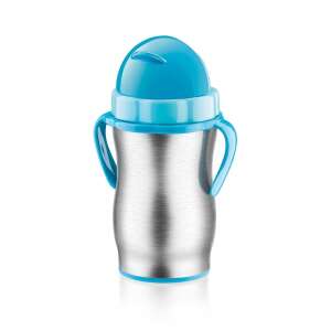 BAMBINI Gy. 300ml Edelstahl-Thermos mit Strohhalm, blau - Thermoskannen und Getränkehalter
